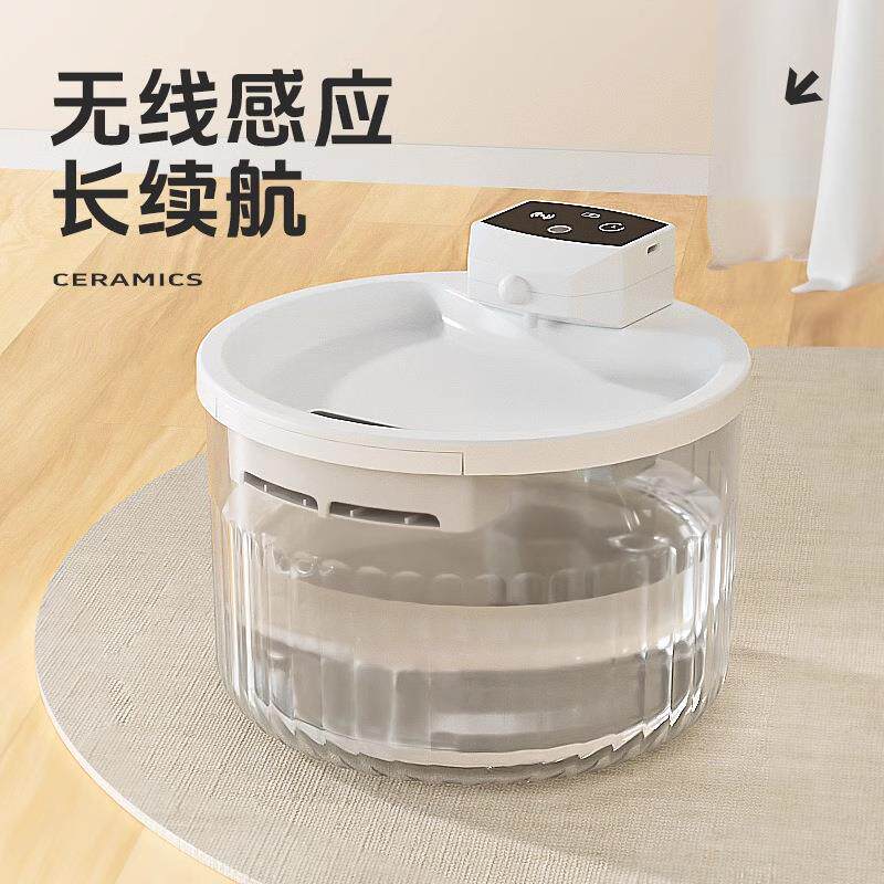 猫咪饮水机恒温加热不插电无线感应宠物喝水猫饮水器自动循环流动