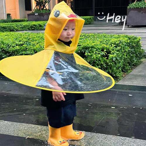 Children's Duckling Raincoat - Yellow Duck Baby Rain Poncho
