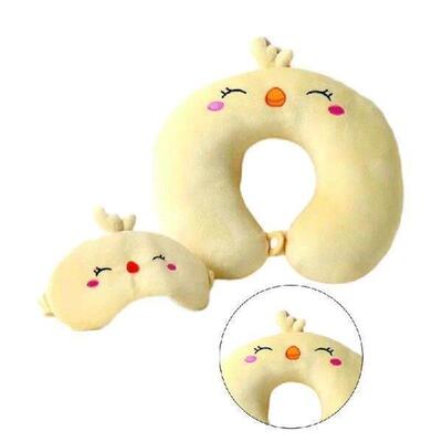 Shaped Neck Pillow and Eye Mask Set Comfortable Sleeping
