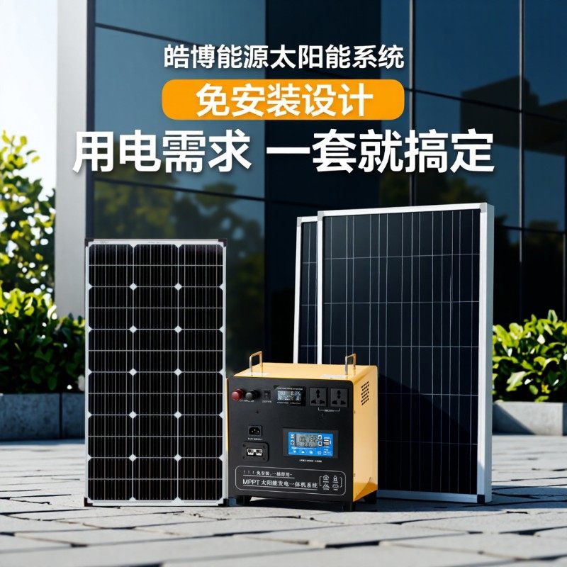 太阳能发电系统家全用套2小20v一体机光伏板型户外冰箱急应锂电池