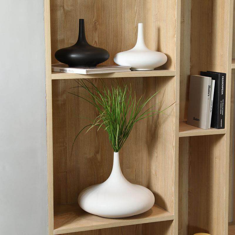 创意黑白陶瓷花瓶家居装饰品 客厅干花插花样板间工艺品软装摆件