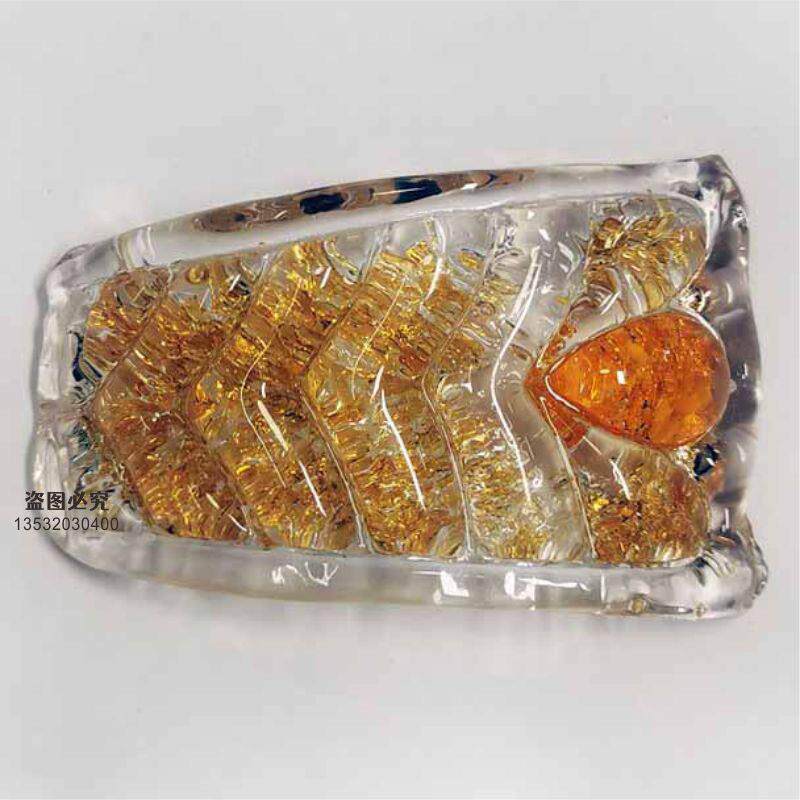 水晶灯具配件金枝玉叶玻璃片梯形黄沙小孔橄榄玉片吸顶灯吊灯灯片