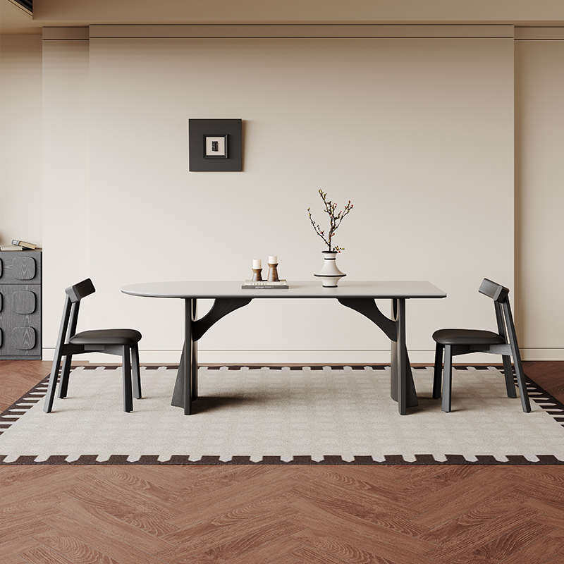 长方形款餐桌光餐桌新简奥古斯特中式设计师复古餐桌极奢哑板岩轻