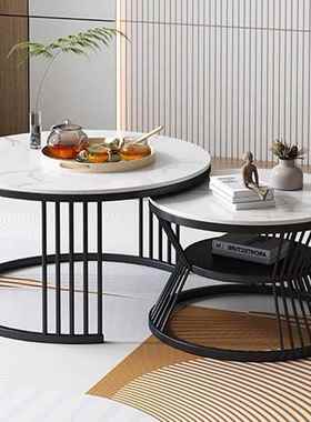 轻奢岩板型圆茶形几组合MUN简现代小户网红小约茶几桌客厅家用