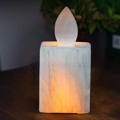 天然台灯石膏原料夜光蜡烛灯家用供灯LED长明灯烛形夜灯氛围灯