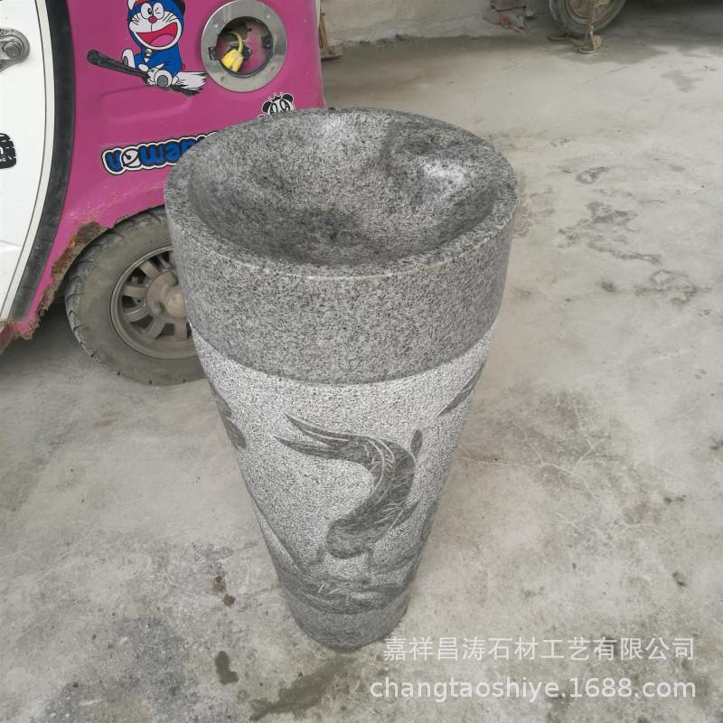 厂家定制花岗岩洗手盆一体式石柱洗脸盆家居装饰装修石盆摆件天然