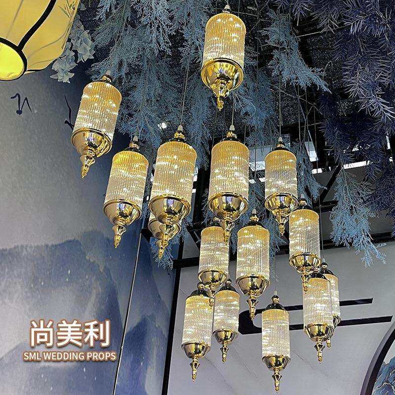 中欧百搭风格婚庆道具吊灯五头岁月如歌铜丝灯舞台布置发光吊顶灯