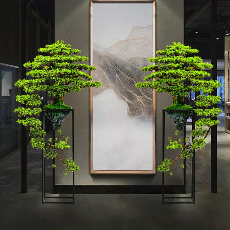 新中式大型落地仿真绿植物迎客松摆件酒店售楼部装饰假树盆栽盆景