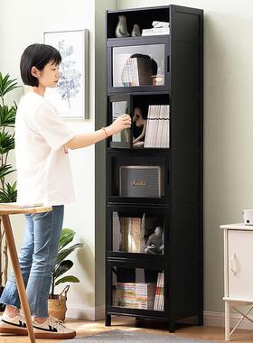 书柜现代带门防简尘格子柜约组合木立柜327CHMZW窄柜储物柜落地实