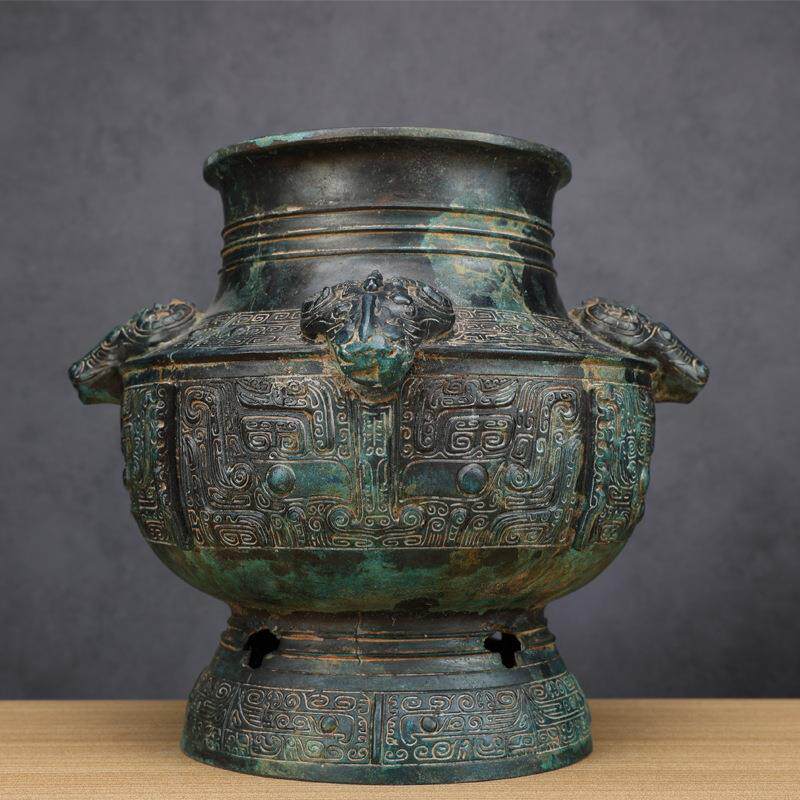 纯铜工艺品四羊尊 青铜器厂家供应影视道具收藏品古董古玩
