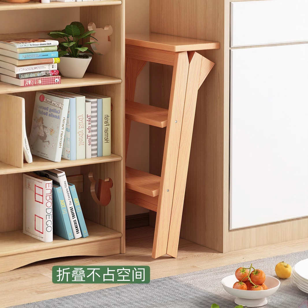 实木梯凳家用梯子折叠凳子厨房高板凳登高三步梯多功能踏板吧台凳