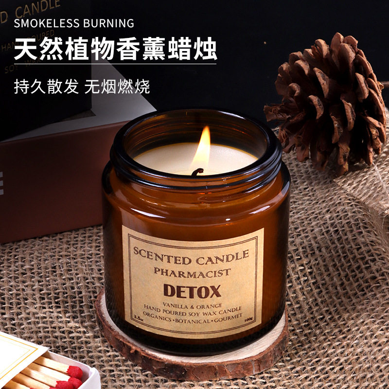 玻璃杯香薰香薰蜡烛蜡烛茶色蜡片