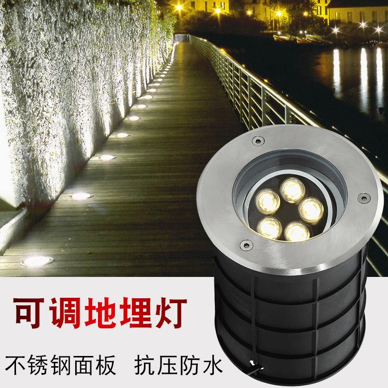 LED户外地埋灯可调角度射灯大功率户外草坪灯圆形庭院射灯嵌入式