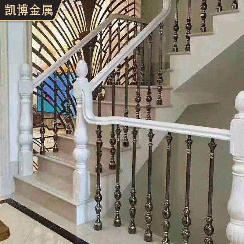 佛山铜铝楼梯立柱单支酒店铝艺扶手配件来图可加工轻奢