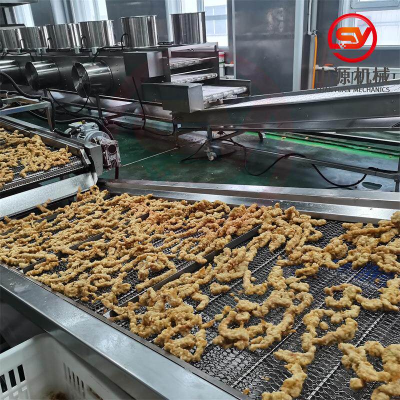 全自动咕咾肉油炸机6000型干炸里脊油炸设备东北锅包肉油炸机器
