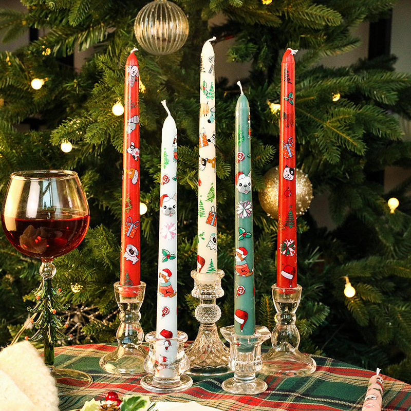 浪漫圣诞蜡烛摆件圣诞晚会烛光晚餐装饰杆蜡万圣节圣诞节长杆蜡烛