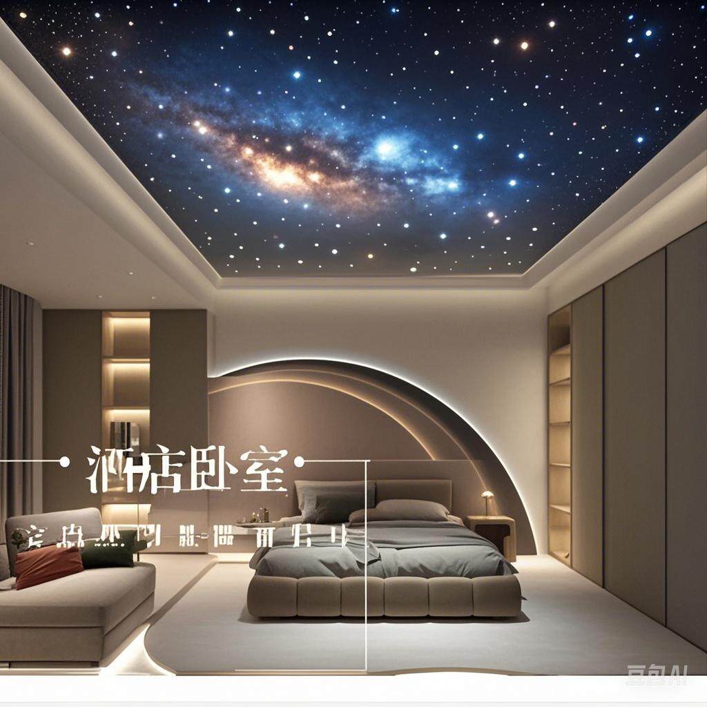 石膏板星空顶天花板悬吊式天花板满天星LED光纤灯家装别墅影音室