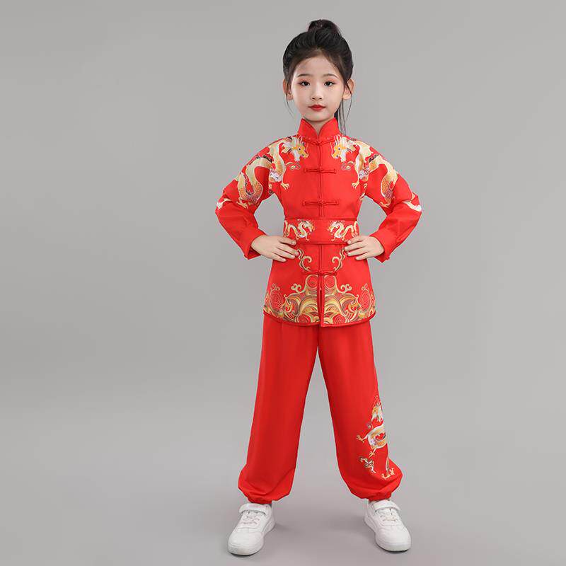 正品儿武术服练童功童服体考级比赛演出服男女团武术表演服龙凤太
