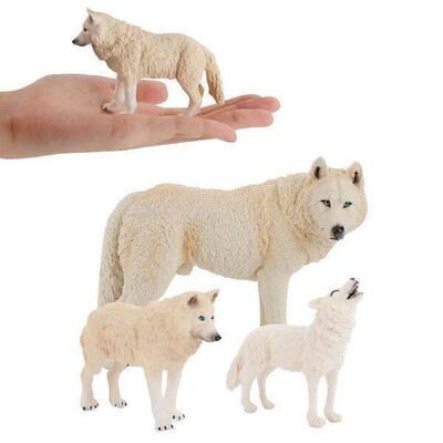 3PCS Wolf Wolves Statue Garden Ornament Sculpture Figures