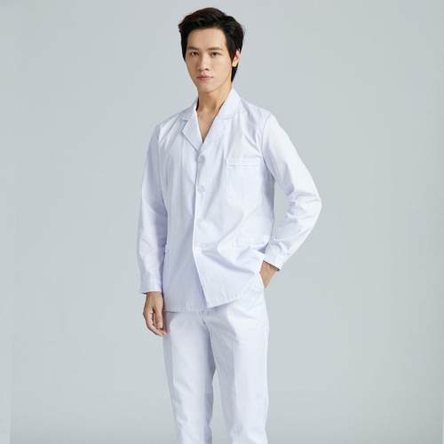 新款男护一士长袖服分体套装白大褂短款短腔袖立领套口牙科医生工
