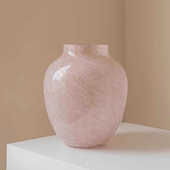 饰品 花瓶摆件轻奢高档客厅桌面插花装 法式 中古浅粉玻璃特别好看