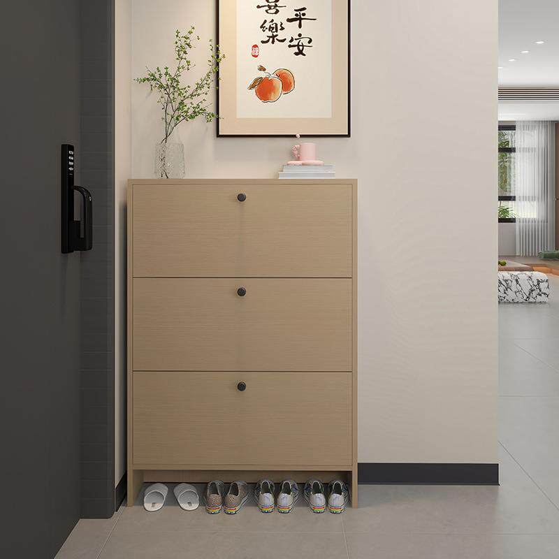 简约现代小户型家用实木鞋柜实木板材超薄翻斗式鞋柜加洞洞板柜子