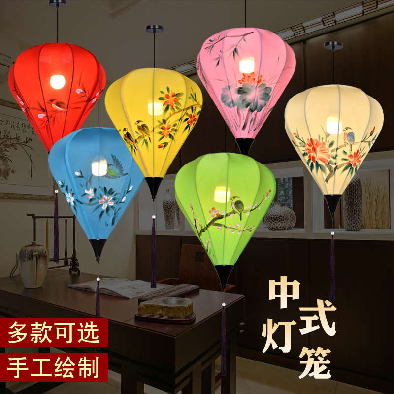 灯笼中式布艺彩色中国风钻石水滴街道景区餐厅商场婚礼挂装饰灯笼