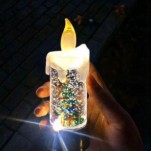 饰品老人摆件场景布置氛围圣诞树小夜灯桌面led蜡烛灯台 圣诞节装