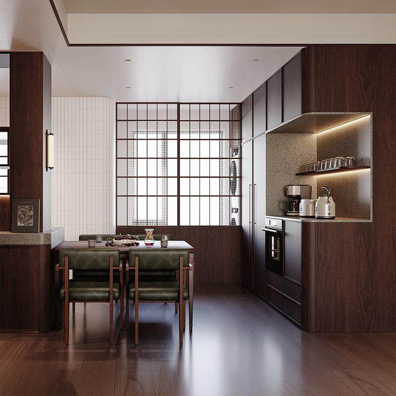 台湾全屋定制复古中古风系统柜整体厨房整体橱柜定制系统家俱?具