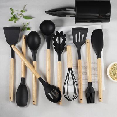 硅胶厨具12件套装锅铲勺汤勺不粘锅烹饪铲勺控油铲具耐高温勺子