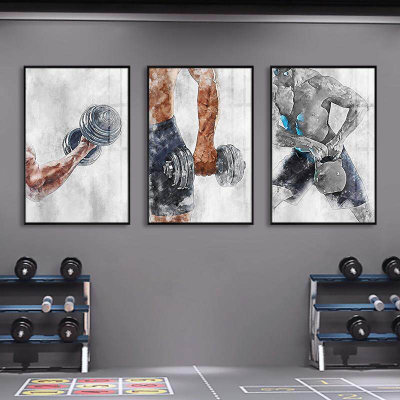 健身房装饰画，运动励志挂画，覆古工业风格健身工作室宣传，减肥