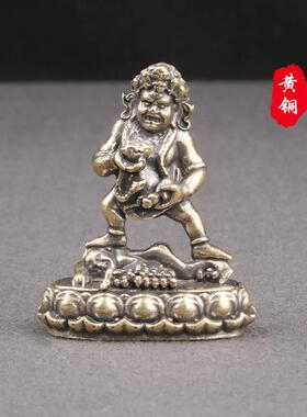 复古黄铜黑财神桌面摆件藏佛宗教佛像铜雕工艺品五路财神佛像