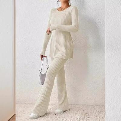 24 Piece Set Plus Solid Ribbed Knit Split Hem Tee High