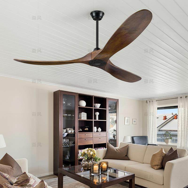 跨境大风力木纹吊扇灯咖啡店装饰风扇灯餐厅个性吊扇北欧静音电扇