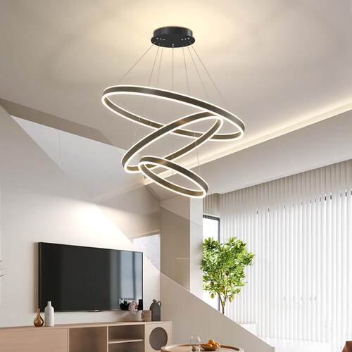 现代简约led灯378客厅吊卧灯极简灯吊创意室圆环灯展厅酒店大堂吊