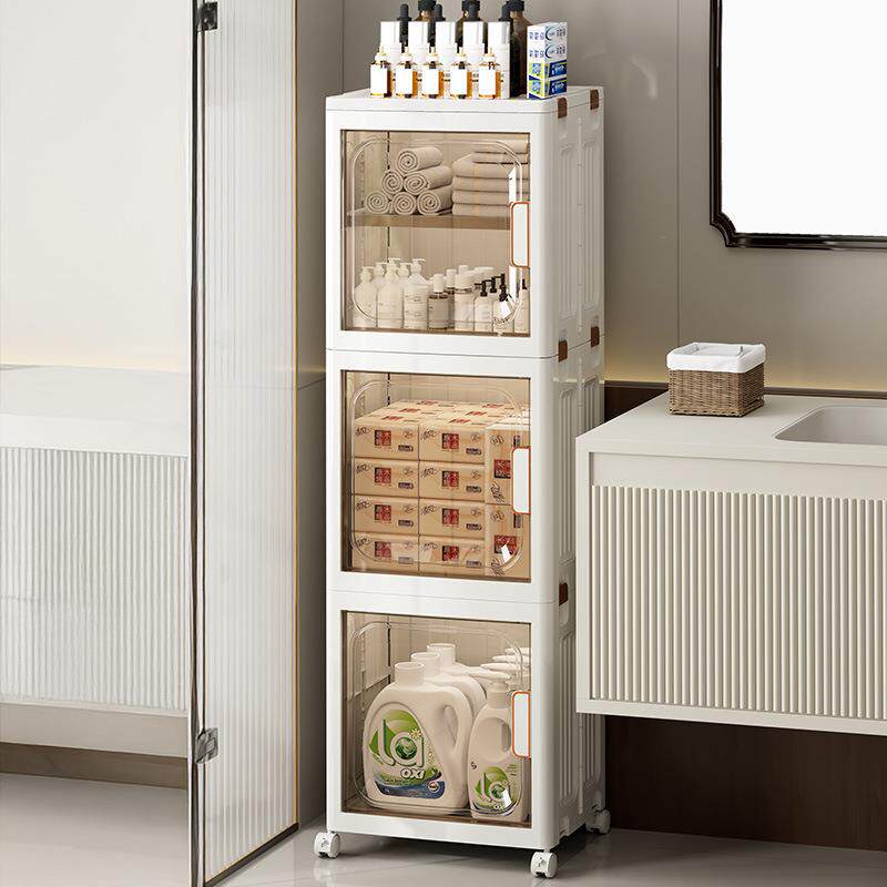 家用收纳柜大容量置物柜可折叠多层置物架卧室客厅塑料防尘储物柜