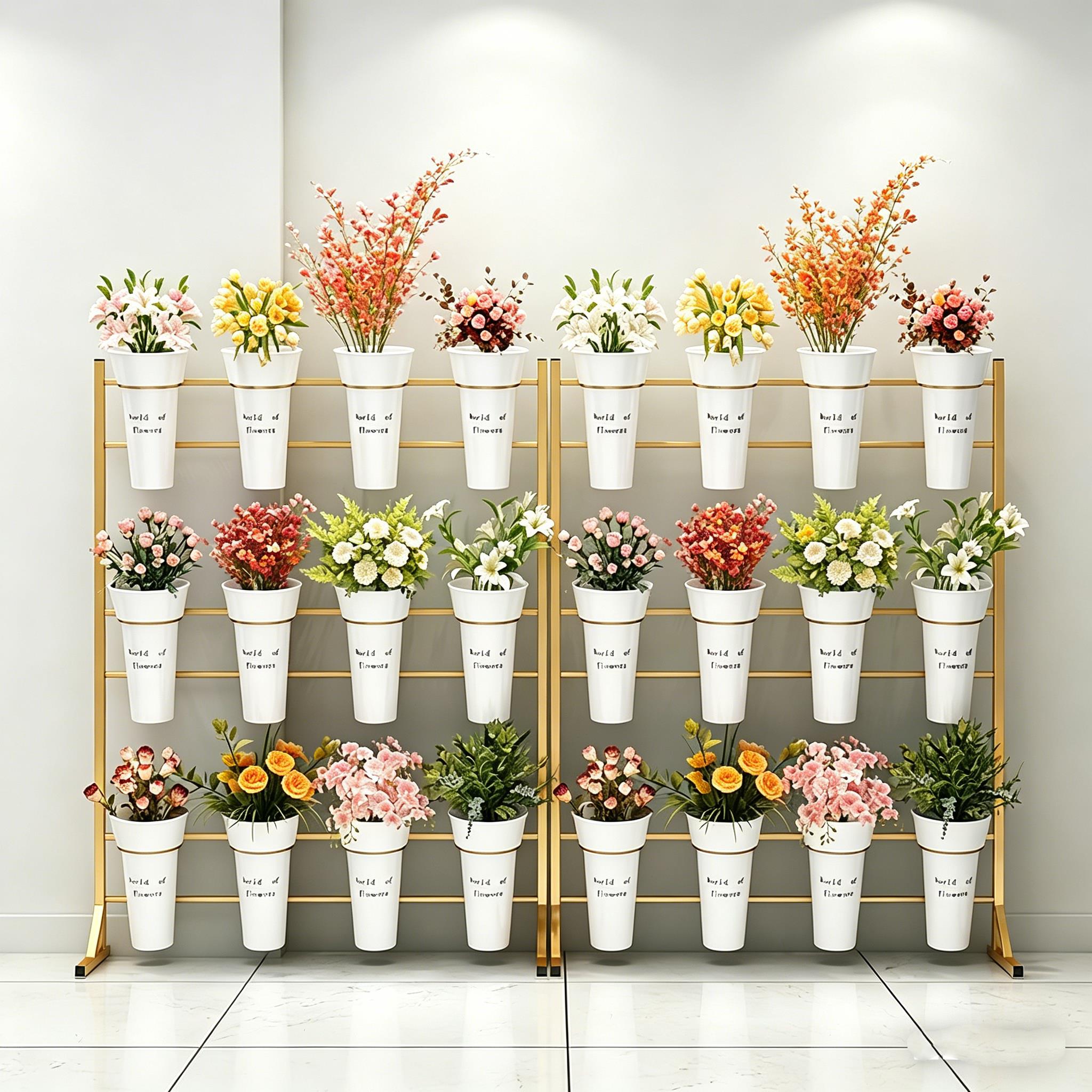 摆摊多层花店铁艺鲜花假花醒花冷藏冰柜架子花店鲜花桶展示架花架