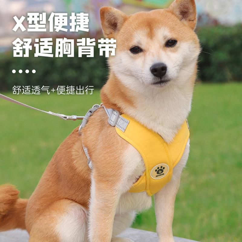狗狗胸背带X型护胸不勒脖防挣脱宠物背带中小型犬比熊外出遛狗绳