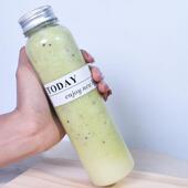 加厚330ml细长饮料瓶食品级pet网红塑料瓶果汁奶茶外送瓶带盖子