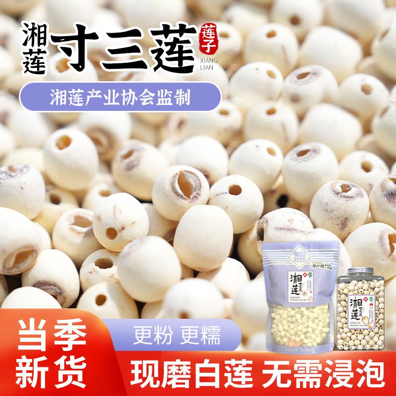 正宗湘野红姐去芯磨皮白莲干货莲子百合煲汤新鲜当季湘莲寸三莲50