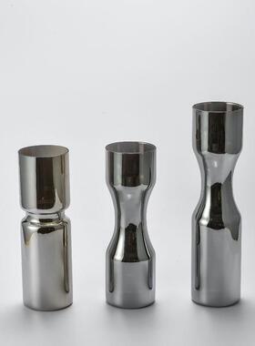 欧式轻奢代简约瓷电镀陶银色花器花瓶件样板房MC-TY-10摆售楼处软