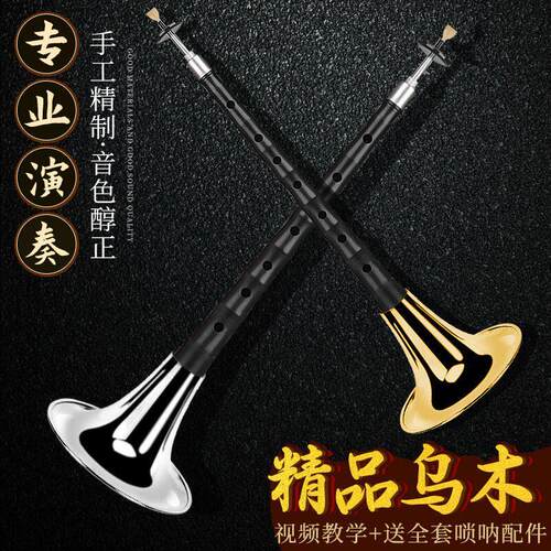 乌木唢呐乐器全套CEFGD调初学者老专业儿童大小号喇叭红木民间