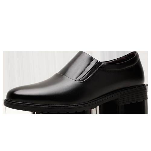 高档真皮作业服皮鞋男软底干部工作皮鞋务德鞋比软商正装皮鞋底一