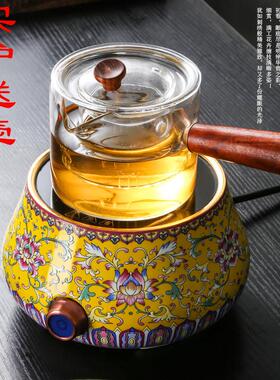 黑晶炉家用迷你小泡茶炉珐瑯彩陶瓷炉蒸煮茶炉煮茶器手绘茶壶炉静