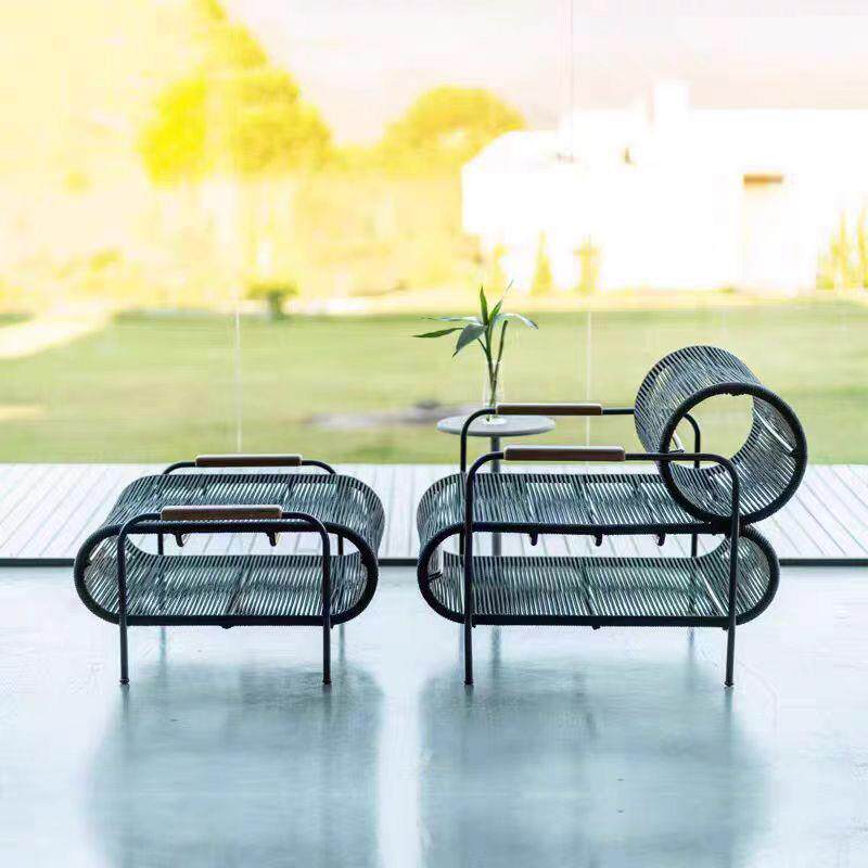 户外藤编沙发椅阳台花园懒人家具露天创意沙发三件套组合单人民宿