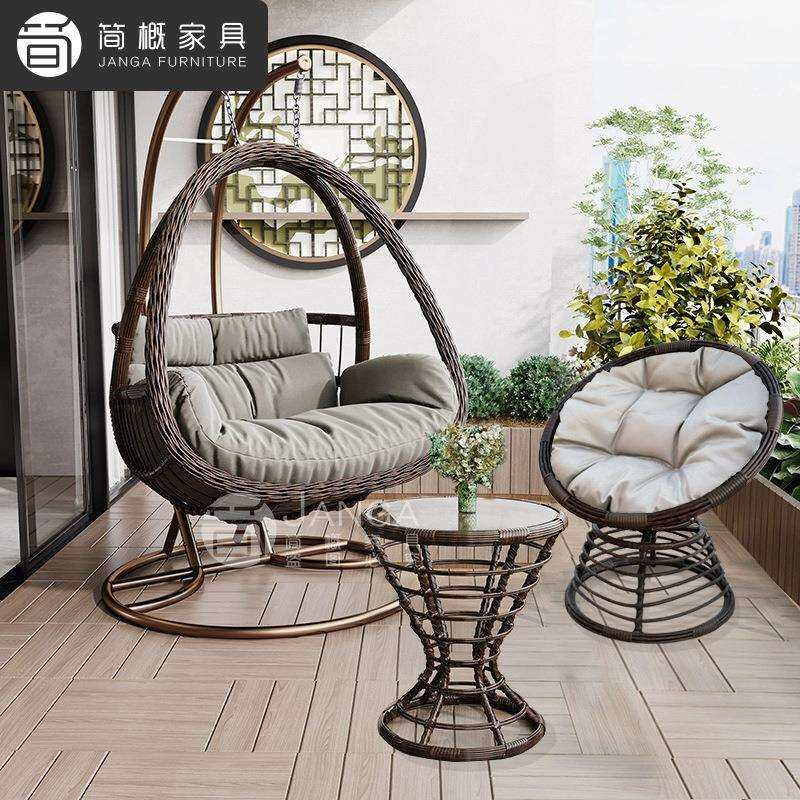 户外别墅庭院吊篮秋千防雨防晒藤编摇椅家具网红鸟巢休闲吊椅秋千