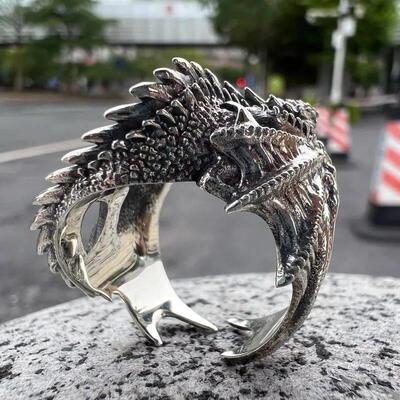 Dragon Rings Gothic Punk Style Pterosaur Wings Opening Adjus