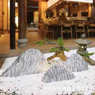 仿真日式雪浪石切片组合造景庭院枯山水景观石头软装摆件楼梯假山