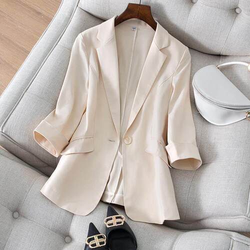 White mini suit jacket for women, slimming suit top