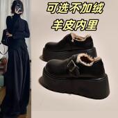 一脚蹬黑色博肯单鞋 香港真皮勃肯鞋 厚底增高乐福鞋 新款 女2025夏季